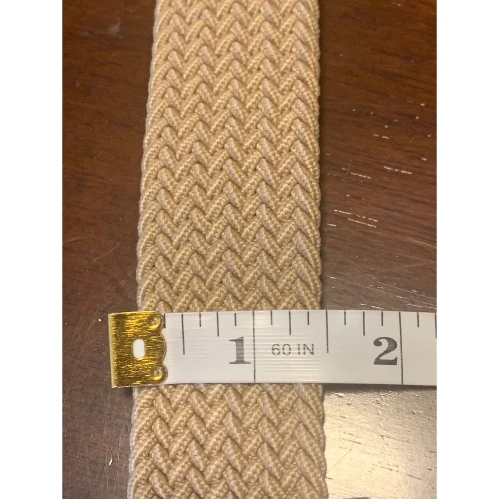 Tommy Bahama Woven Braided  Belt Khaki Tan Leather Trim L XL